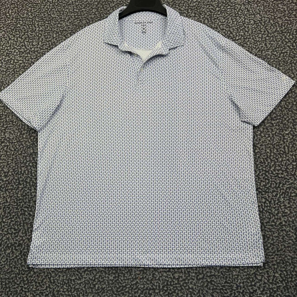 Kenneth Cole Golf Polo Shirt Men XXL White Purple Toucan Graphic Print 2XL